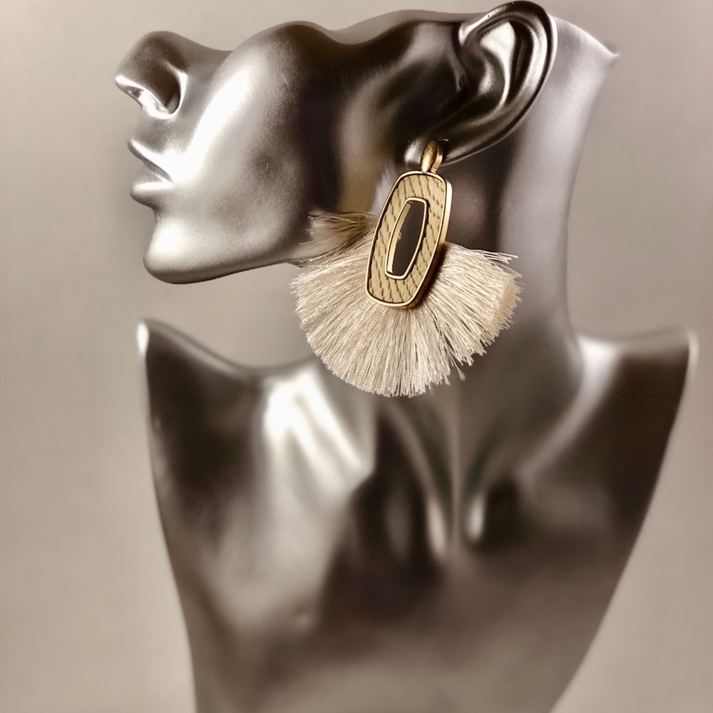 White Tassel Earrings